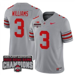 EMiyan Williams  #3 Ohio State Buckeyes 2025 Rose Bowl Champions Patch   Gray