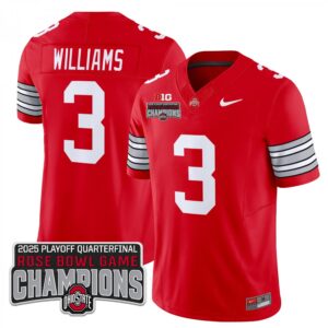 EMiyan Williams  #3 Ohio State Buckeyes 2025 Rose Bowl Champions Patch   Red