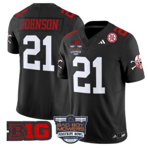 Emmett Johnson  #21 Nebraska Cornhuskers 2025 Pinstripe Bowl B1G Patch   Black