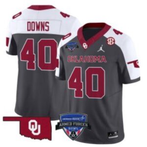 Ethan Downs  #40 Oklahoma Sooners 2025 Armed Forces Bowl Patch   Anthracite A