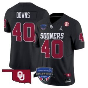Ethan Downs  #40 Oklahoma Sooners 2025 Armed Forces Bowl Patch   Black