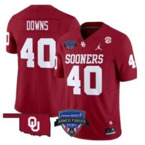 Ethan Downs  #40 Oklahoma Sooners 2025 Armed Forces Bowl Patch   Crimson