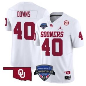 Ethan Downs  #40 Oklahoma Sooners 2025 Armed Forces Bowl Patch   White
