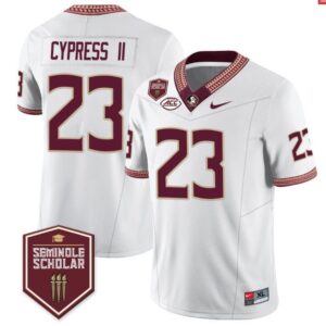 Fentrell Cypress II  #23 Florida State Seminoles Scholar Vapor Patch   White