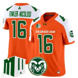Fowler - Nicolosi  #16 Colorado State Rams Home Vapor Patch   Orange Alternate