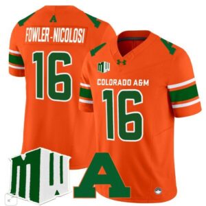 Fowler - Nicolosi  #16 Colorado State Rams Home Vapor Patch College   Orange