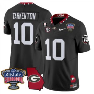 Fran Tarkenton  #10 Georgia Bulldogs Sugar Bowl Georgia Map Vapor   Black