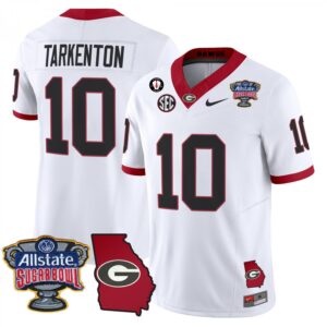 Fran Tarkenton  #10 Georgia Bulldogs Sugar Bowl Georgia Map Vapor   White