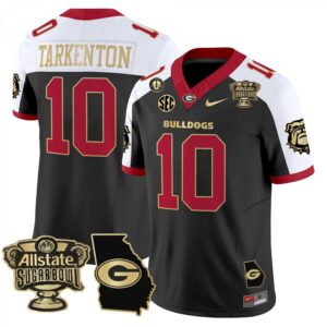 Fran Tarkenton  #10 Georgia Bulldogs Sugar Bowl Georgia Map Vapor  Black Alternate