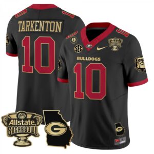 Fran Tarkenton  #10 Georgia Bulldogs Sugar Bowl Georgia Map Vapor  Black Gold