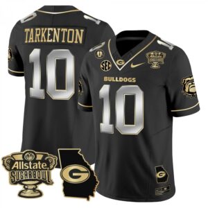 Fran Tarkenton  #10 Georgia Bulldogs Sugar Bowl Georgia Map Vapor  Black Limited