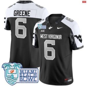 Garrett Greene  #6 West Virginia Mountaineers 2025 Miami Beach Bowl Vapor  Black Alt