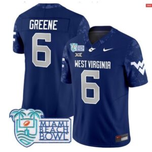 Garrett Greene  #6 West Virginia Mountaineers 2025 Miami Beach Bowl Vapor  Navy