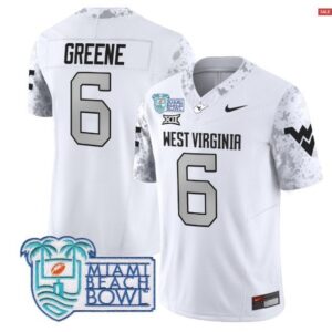 Garrett Greene  #6 West Virginia Mountaineers 2025 Miami Beach Bowl Vapor  White