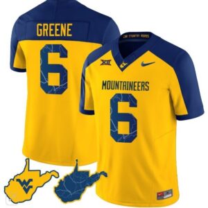 Garrett Greene  #6 West Virginia Mountaineers Vapor Patch   Gold Alternate