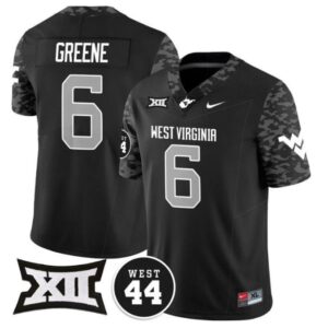 Garrett Greene  #6 West Virginia Mountaineers Vapor West 44 Patch  All  Black