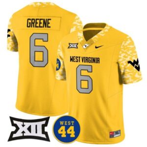 Garrett Greene  #6 West Virginia Mountaineers Vapor West 44 Patch  All  Gold