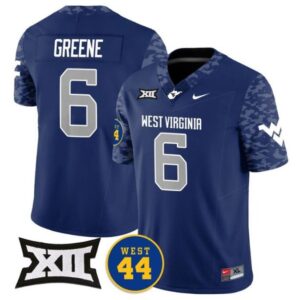 Garrett Greene  #6 West Virginia Mountaineers Vapor West 44 Patch  All  Navy