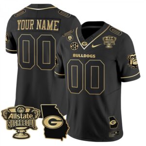 Georgia Bulldogs Custom  Sugar Bowl Georgia Map Vapor   Black Gold