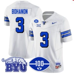Gerry Bohanon  #3 BYU 100th Season 2024 Uniform Vapor Patch College   White