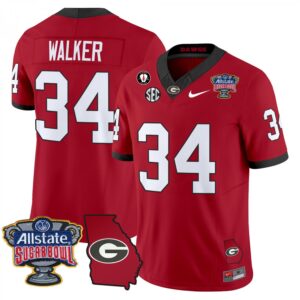 Herschel Walker  #34 Georgia Bulldogs Sugar Bowl Georgia Map Vapor   Red