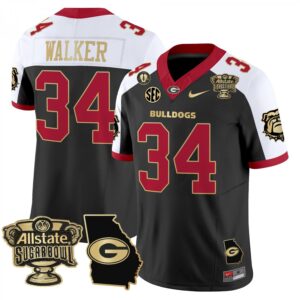 Herschel Walker  #34 Georgia Bulldogs Sugar Bowl Georgia Map Vapor  Black Alternate