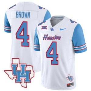 Houston Cougars Samuel Brown  #4 Oilers Inspired Vapor Map   Blue Alternate