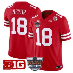 Isaiah Neyor  #18 Nebraska Cornhuskers 2025 Pinstripe Bowl B1G Patch   Red