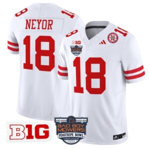 Isaiah Neyor  #18 Nebraska Cornhuskers 2025 Pinstripe Bowl B1G Patch   White