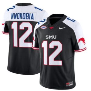 Isaiah Nwokobia  #12 SMU Mustangs Icy Whites Vapor   Black Alternate