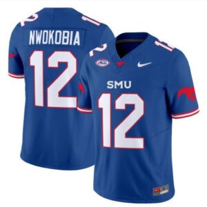 Isaiah Nwokobia  #12 SMU Mustangs Icy Whites Vapor College   Blue