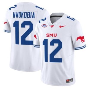 Isaiah Nwokobia  #12 SMU Mustangs Icy Whites Vapor College   White
