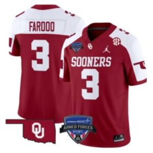 J. Farooq  #3 Oklahoma Sooners 2025 Armed Forces Bowl Patch   Crimson Alte