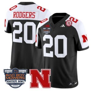 J. Rodgers  #20 Nebraska Cornhuskers 2025 Pinstripe Bowl   Black Alternate