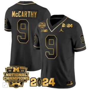 J.J. McCarthy  #9 Michigan Wolverines 2024 CFP National Champions Vapor  Black Gold