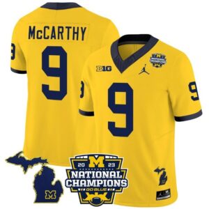 J.J. McCarthy  #9 Michigan Wolverines National Champions Vapor Map   Gold