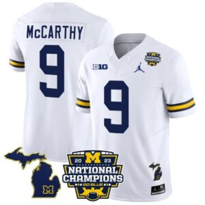 J.J. McCarthy  #9 Michigan Wolverines National Champions Vapor Map   White