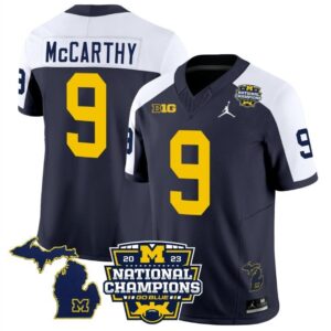 J.J. McCarthy  #9 Michigan Wolverines National Champions Vapor Map  Navy Alternate