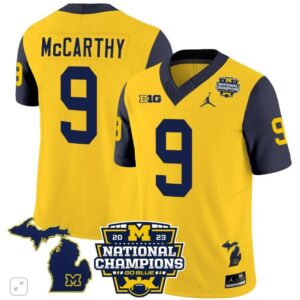 J.J. McCarthy  #9 Michigan Wolverines National Champions Vapor Map  Sleeves Navy