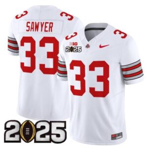 Jack Sawyer  #33 Ohio State Buckeyes Heritage Stripe 2025 CFP Final   White