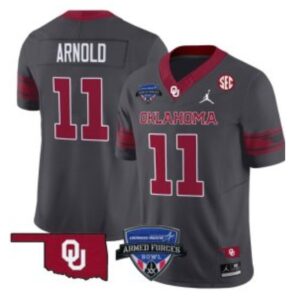 Jackson Arnold  #11 Oklahoma Sooners 2025 Armed Forces Bowl Patch   Anthracite