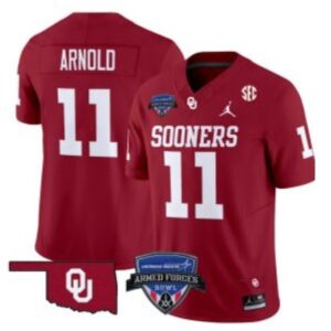 Jackson Arnold  #11 Oklahoma Sooners 2025 Armed Forces Bowl Patch   Crimson