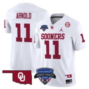 Jackson Arnold  #11 Oklahoma Sooners 2025 Armed Forces Bowl Patch   White