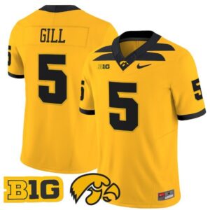 Jacob Gill  #5 Iowa Hawkeyes Home Vapor B1G Patch   Gold