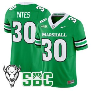 Jaden Yates  #30 Marshall Thundering Herd Vapor Patch College   Green