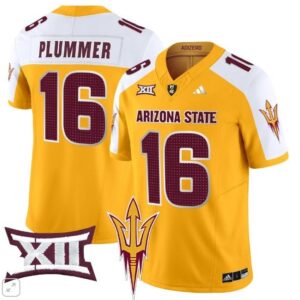 Jake Plummer  #16 Arizona State Sun Devils Home Patch Vapor   Gold Alternate