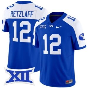 Jake Retzlaff  #12 BYU Cougars Vapor 12 Patch College   Royal Alternate