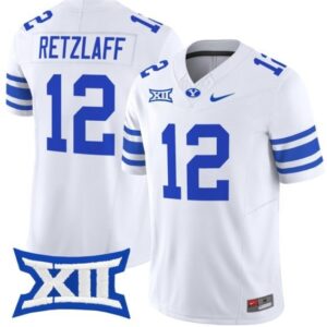 Jake Retzlaff  #12 BYU Cougars Vapor 12 Patch College   White