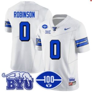Jakob Robinson  #0 BYU 100th Season 2024 Uniform Vapor Patch College   White