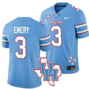 Jalen Emery  #3 Houston Cougars Oilers Inspired Vapor Map   Blue